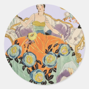 Sticker Rond Illustration de mode Art Déco vintage élégante