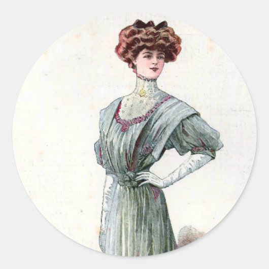 Sticker Rond Illustration de mode féminine vintage 1907 (Devant)