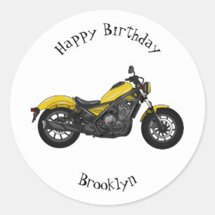 Sticker Rond Illustration de moto Cruiser