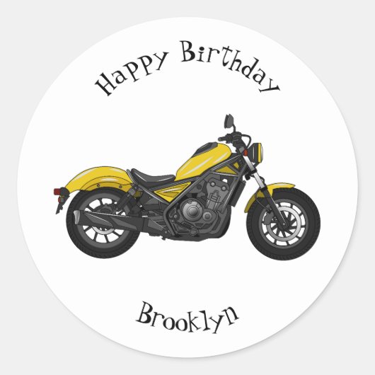 Sticker Rond Illustration de moto Cruiser (Devant)