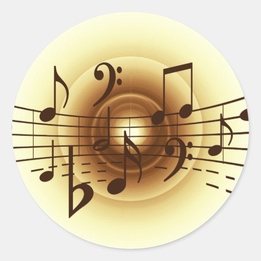 Sticker Rond Illustration de notes musicales (Devant)