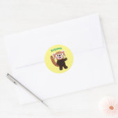 Sticker Rond Illustration de panda rouge mignon (Enveloppe)
