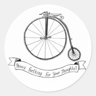 Sticker Rond Illustration de Penny Farthing