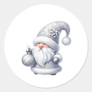 Sticker Rond Illustration de Père Noël à l'aquarelle bleue
