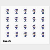 Sticker Rond Illustration de personnage policier (Feuille)