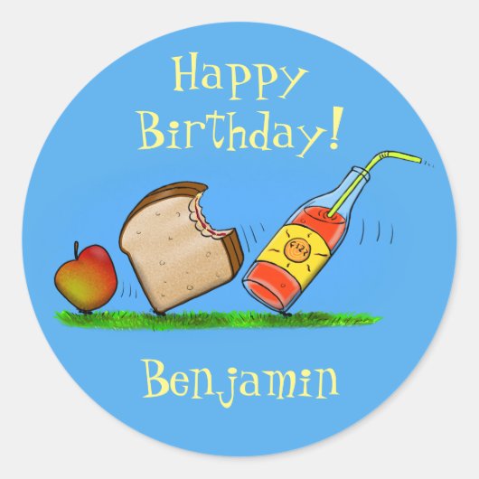 Sticker Rond Illustration de pique-nique fourmis drôle (Devant)