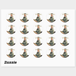 Sticker Rond Illustration de portrait personnalisé