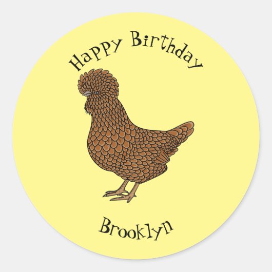 Sticker Rond Illustration de poulet à la polis chamois (Devant)