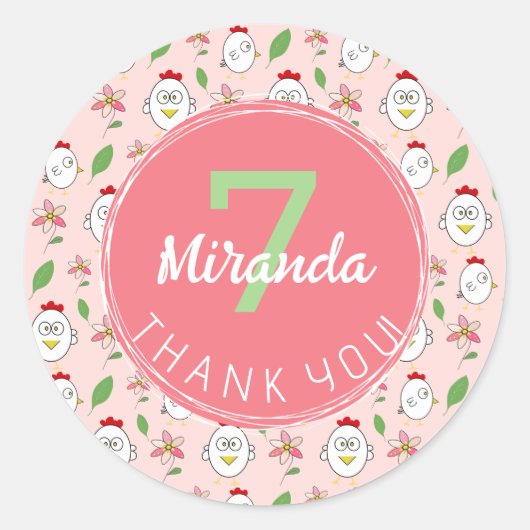 Sticker Rond Illustration de poulet au dessin mignon (Devant)