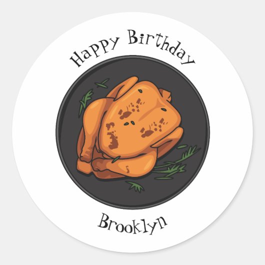 Sticker Rond Illustration de poulet rôti (Devant)