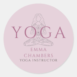 Sticker Rond Illustration de professeur de yoga minimaliste en