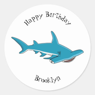 Sticker Rond Illustration de requin marteau