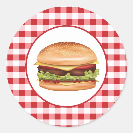 Sticker Rond Illustration de restauration rapide de hamburger s (Devant)