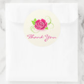 Sticker Rond Illustration de rose Merci (Sac)