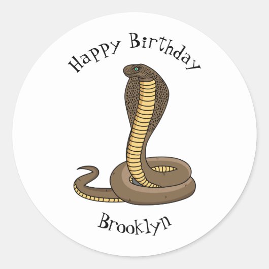 Sticker Rond Illustration de serpent à cobra Brown (Devant)
