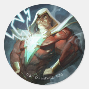 Sticker Rond Illustration de Shazam en crise infinie