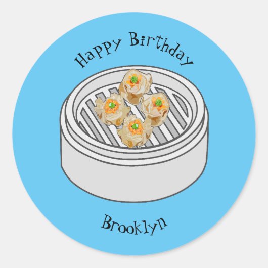 Sticker Rond Illustration de Shumai dim sum (Devant)