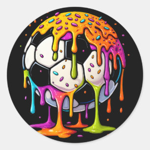 Sticker Rond Illustration de sport d'art de football goutte à g