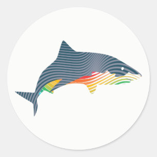 Sticker Rond Illustration de Swoosh Shark