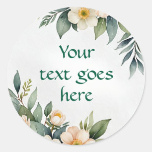 Sticker Rond illustration de texte floral à l'aquarelle avec co