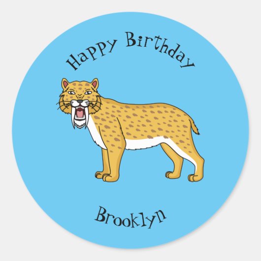 Sticker Rond Illustration de tigre à dents de sabre (Devant)