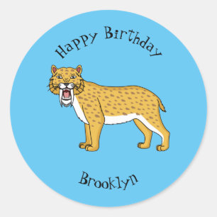 Sticker Rond Illustration de tigre à dents de sabre