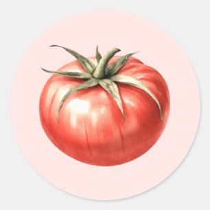 Sticker Rond Illustration de tomate à l'aquarelle