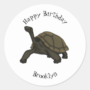 Sticker Rond Illustration de tortue terrestre des Galapagos