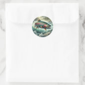 Sticker Rond Illustration de truite (Sac)