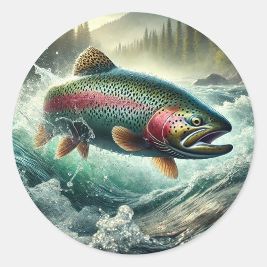 Sticker Rond Illustration de truite (Devant)