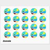 Sticker Rond Illustration de vacances à la plage (Feuille)