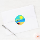 Sticker Rond Illustration de vacances sur la plage (Enveloppe)