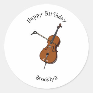 Sticker Rond Illustration de violoncelle