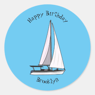 Sticker Rond Illustration de voilier