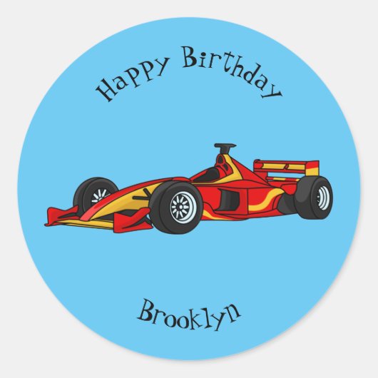 Sticker Rond Illustration de voitures de course à grande vitess (Devant)