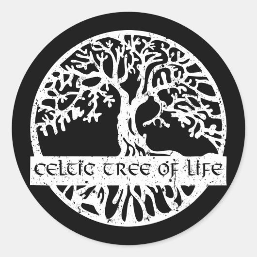 Sticker Rond Illustration De Yggdrasil Celtic Tree Of Life (Devant)