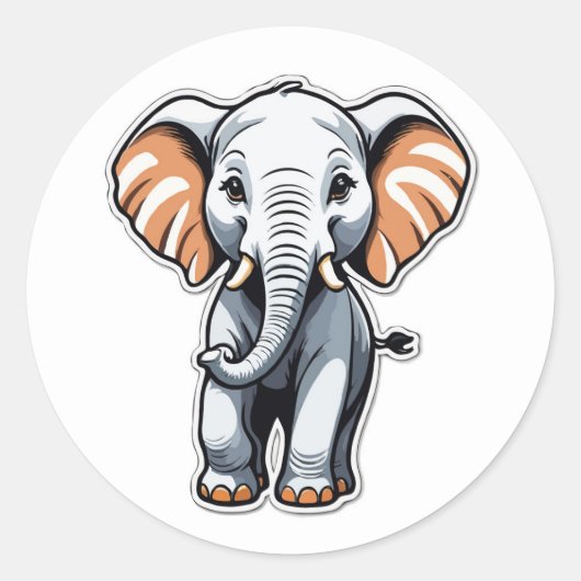 Sticker Rond Illustration d'éléphant de dessin animé - Parfait  (Devant)