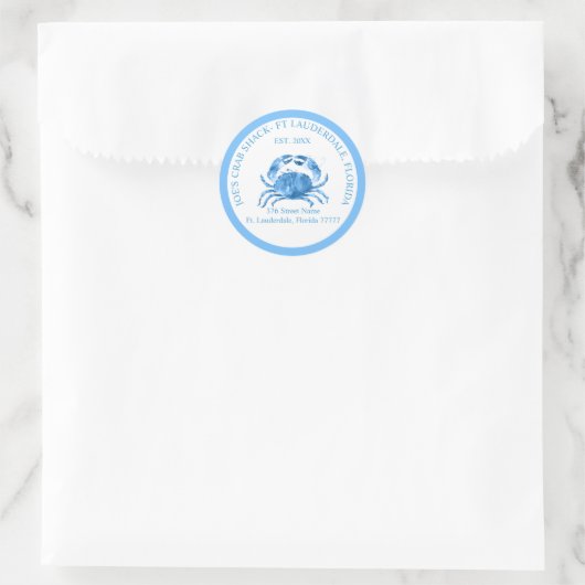 Sticker Rond Illustration des aquarelles de crabe bleu (Sac)