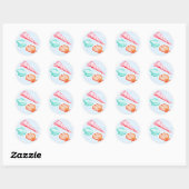 Sticker Rond Illustration des coquillages d'aquarelle mignonne (Feuille)