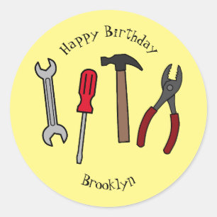 Sticker Rond Illustration des outils de menuiserie