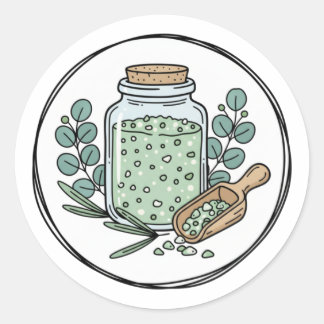 Sticker Rond Illustration d'étiquette de bain à l'eucalyptus | 