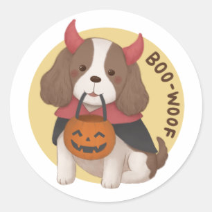 Sticker Rond Illustration d'Halloween : Boo-Woof