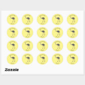 Sticker Rond Illustration d'oiseau de rhée (Feuille)