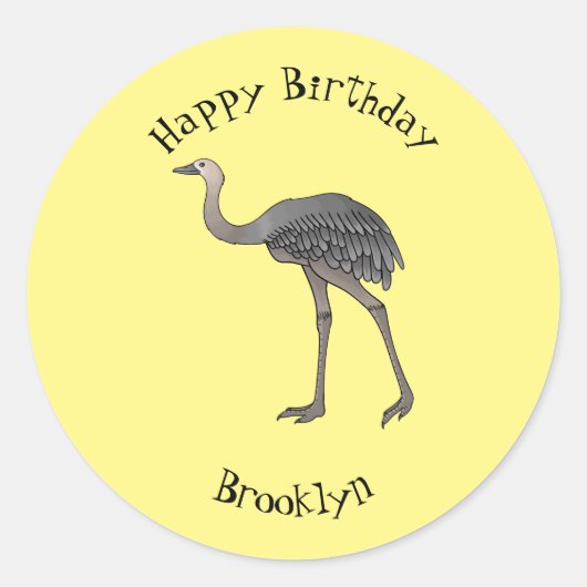 Sticker Rond Illustration d'oiseau de rhée (Devant)