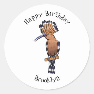 Sticker Rond Illustration d'oiseau huppé d'Eurasie