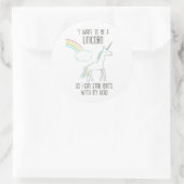 Sticker Rond Illustration drôle Unicorne avec dire (Sac)