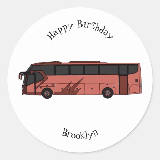 Sticker Rond Illustration du bus (Devant)