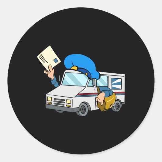 Sticker Rond Illustration du camion de service postal M (Devant)