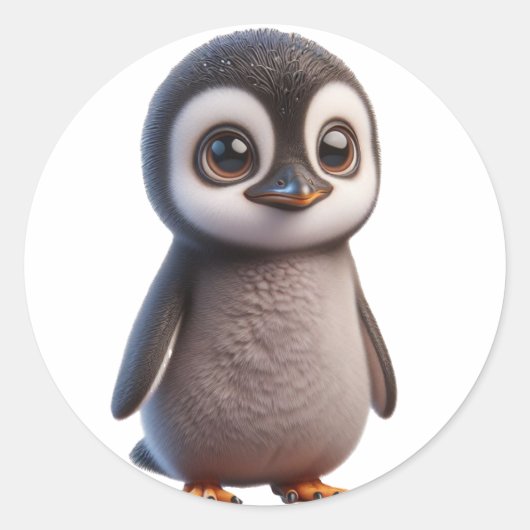 Sticker Rond Illustration du caractère adorable du pingouin - C (Devant)