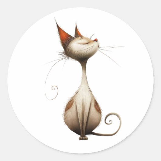 Sticker Rond Illustration du chat Tan Smug Whimsical (Devant)